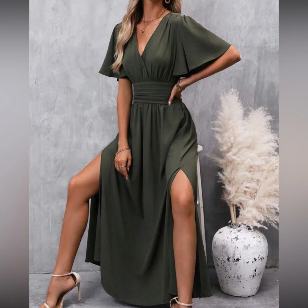 Boho butterfly sleeve slit thigh maxi dress - Picture 3 of 14